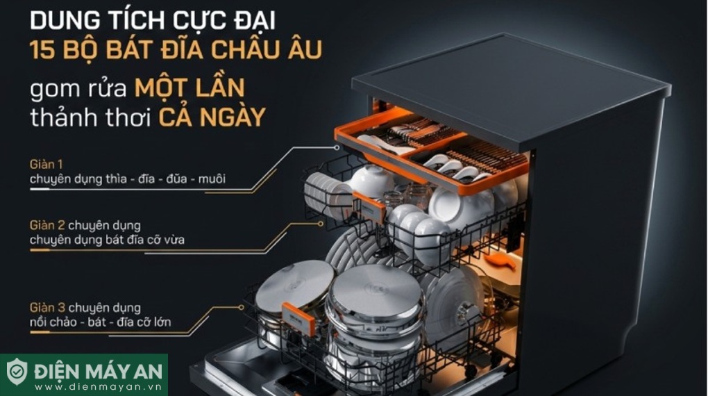 Máy rửa bát độc lập Junger Leopard DWJ-T268 Titanium